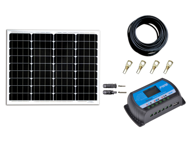 50W 12V Mono rigido pannello solare kit con 10A PWM contorller-
